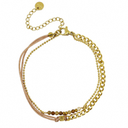 Pulseras Acero Inox doble capa Dorado-marrón