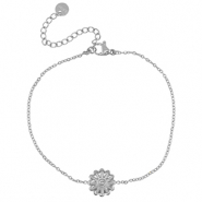 Pulseras Acero Inox flor Plateado