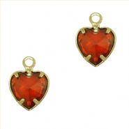 Colgantes de cristal corazón Rojo-dorado
