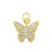 Metal TQ lat&oacute;n colgante zirconia Mariposa Dorado
