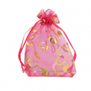 Bolso de organza 9x12cm corazón Rosa-oro