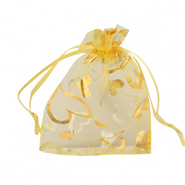 Bolso de organza 9x12cm coraz&oacute;n Amarillo-oro