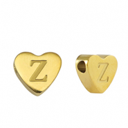 Abalorios Acero Inox coraz&oacute;n letra Z Dorado
