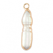 Perlas de agua dulce colgante tubo Dorado-blanco natural