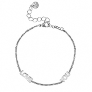 Pulseras Acero Inox ''LOVE YOU'' Plateado