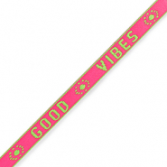 Cinta con texto "good vibes" Rosa-verde ne&oacute;n