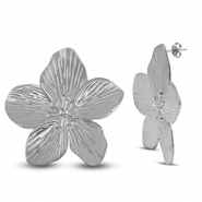 Pendientes Acero Inox flor Plateado