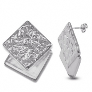 Pendientes Acero Inox cuadrado Plateado