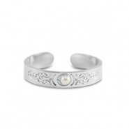 Anillos Acero Inox  perlas Plateado