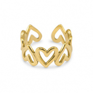 Anillos Acero Inox coraz&oacute;n Dorado