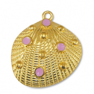 Colgantes metálicos DQ conchas Rosa claro-Dorado (sin níquel)