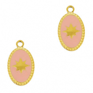 Colgantes Acero Inox oval sol Dorado-rosa