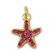 Metal TQ lat&oacute;n colgante estrella de mar Dorado-magenta