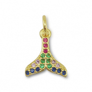 Metal TQ lat&oacute;n colgante cola Dorado-multicolor