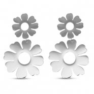 Pendientes Acero Inox flor Plateado
