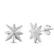 Pendientes Acero Inox estrella Plateado