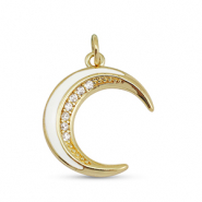 Metal TQ lat&oacute;n colgante zirconia luna Dorado-blanco