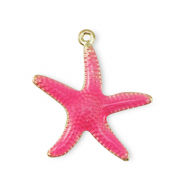 Metal TQ lat&oacute;n colgante estrella de mar Dorado-rosa oscuro