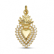 Metal TQ lat&oacute;n colgante zirconia coraz&oacute;n Dorado