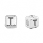 Abalorios letras met&aacute;licos DQ T Plata vieja (sin n&iacute;quel)