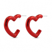 Pendientes trendy coraz&oacute;n Rojo