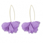 Pendientes Trendy chif&oacute;n flor Lavanda-dorado