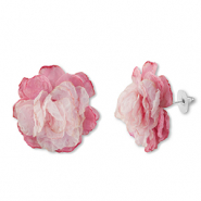 Pendientes Trendy chifón flor Rosado-rosa claro-plata