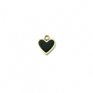 Colgantes Acero Inox coraz&oacute;n Dorado-negro