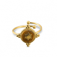 Anillos Acero Inox copo de nieve Dorado-marr&oacute;n