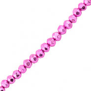 Abalorios faceteados disco 4x3mm Fucsia rosado metálico