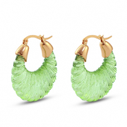Pendientes resina trendy &oacute;valo Dorado-transparente verde