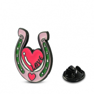 Pins herradura con corazón Lila rosa-magenta-verde