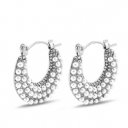 Pendientes Acero Inox con imitaci&oacute;n de perlas Plateado