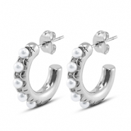 Pendientes Acero Inox con imitaci&oacute;n de perlas Plateado