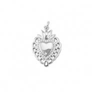 Metal TQ lat&oacute;n colgante coraz&oacute;n con lotus Plata