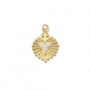 Metal TQ lat&oacute;n colgante coraz&oacute;n con cruz Dorado