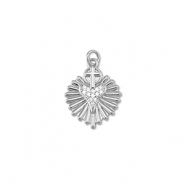 Metal TQ lat&oacute;n colgante coraz&oacute;n con cruz Plata