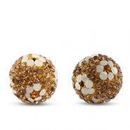 Abalorios bohemios redondos Marrón taupe-blanco