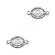 Entrepiezas acero Inox zircón óvalo Plateado-transparente