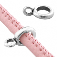 Colgante bola met&aacute;lico DQ con anilla (para cord&oacute;n cuero con costura 4mm) Plata vieja (sin n&iacute;quel)