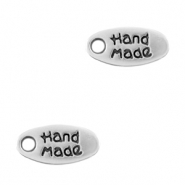 Colgantes met&aacute;licos DQ etiqueta "handmade" Plata vieja (sin n&iacute;quel)