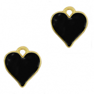 Colgantes metálicos DQ corazón Dorado-negro (sin níquel)
