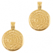 Colgantes met&aacute;licos DQ disco de Festos 16mm Dorado (sin n&iacute;quel)