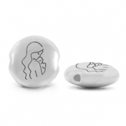 Abalorios metálicos DQ madre Plata vieja (sin níquel)