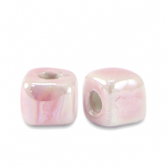 Abalorios de cer&aacute;mica griega DQ cubo 5mm Rosa blossom