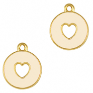 Colgantes metálicos DQ corazón Dorado-blanco marfil (sin níquel)