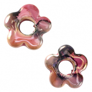 Abalorios de cer&aacute;mica griega DQ flor Rosa-negro