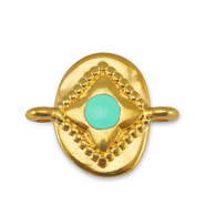 Colgantes met&aacute;licos DQ entrepieza &oacute;valo Veraman Azul-Dorado (sin n&iacute;quel)