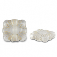 Abalorios acr&iacute;licos rect&aacute;ngulo con flor Transparente-dorado