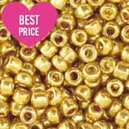 Rocalla cristal 6/0 (4mm) Dorado amarillo met&aacute;lico brillante